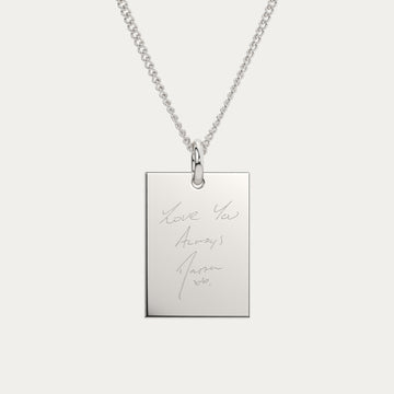Jessica Rectangle Silver Actual Handwriting Necklace